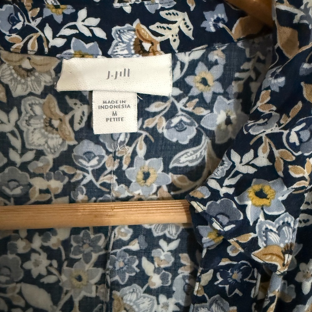 J. Jill Blue and Tan Floral Midi Dress - Picture 2 of 2
